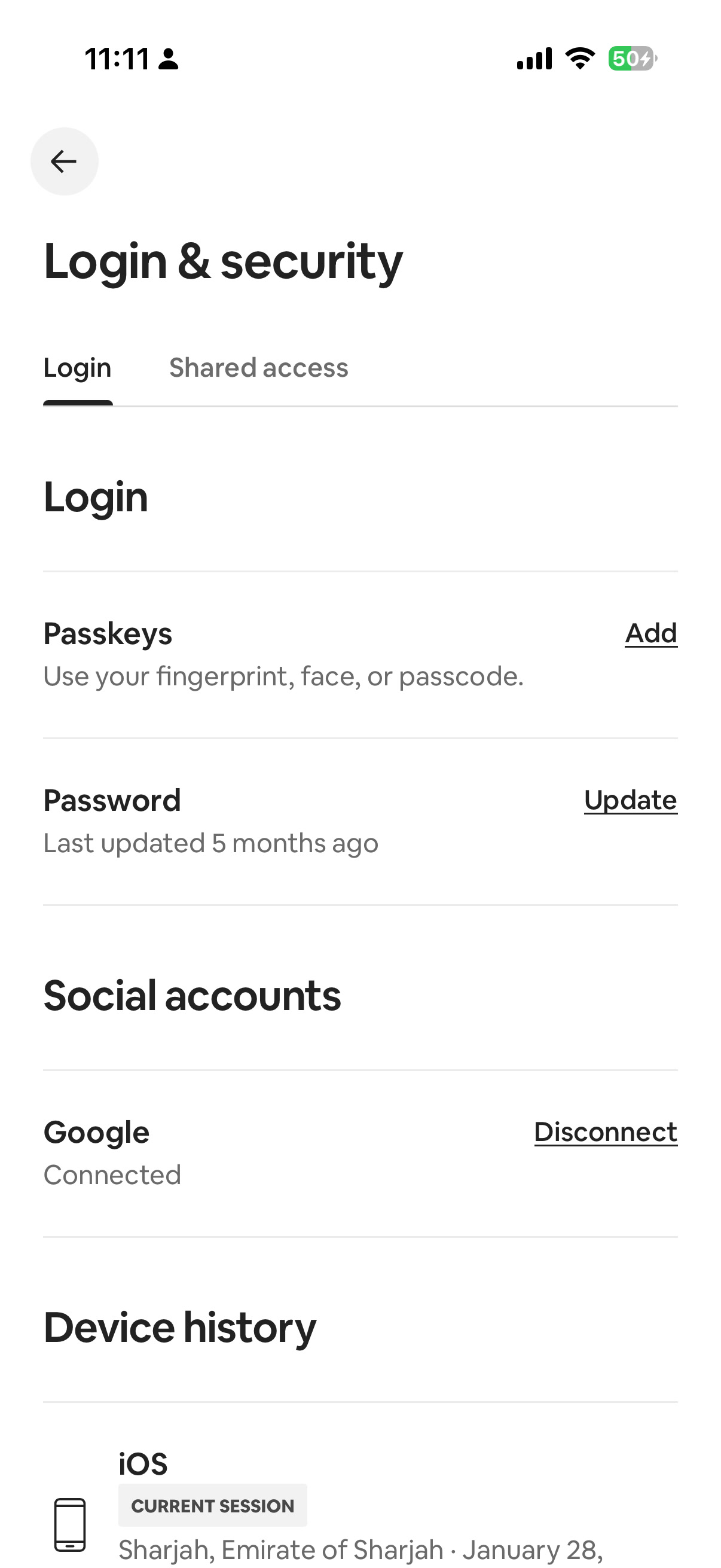 Login & security