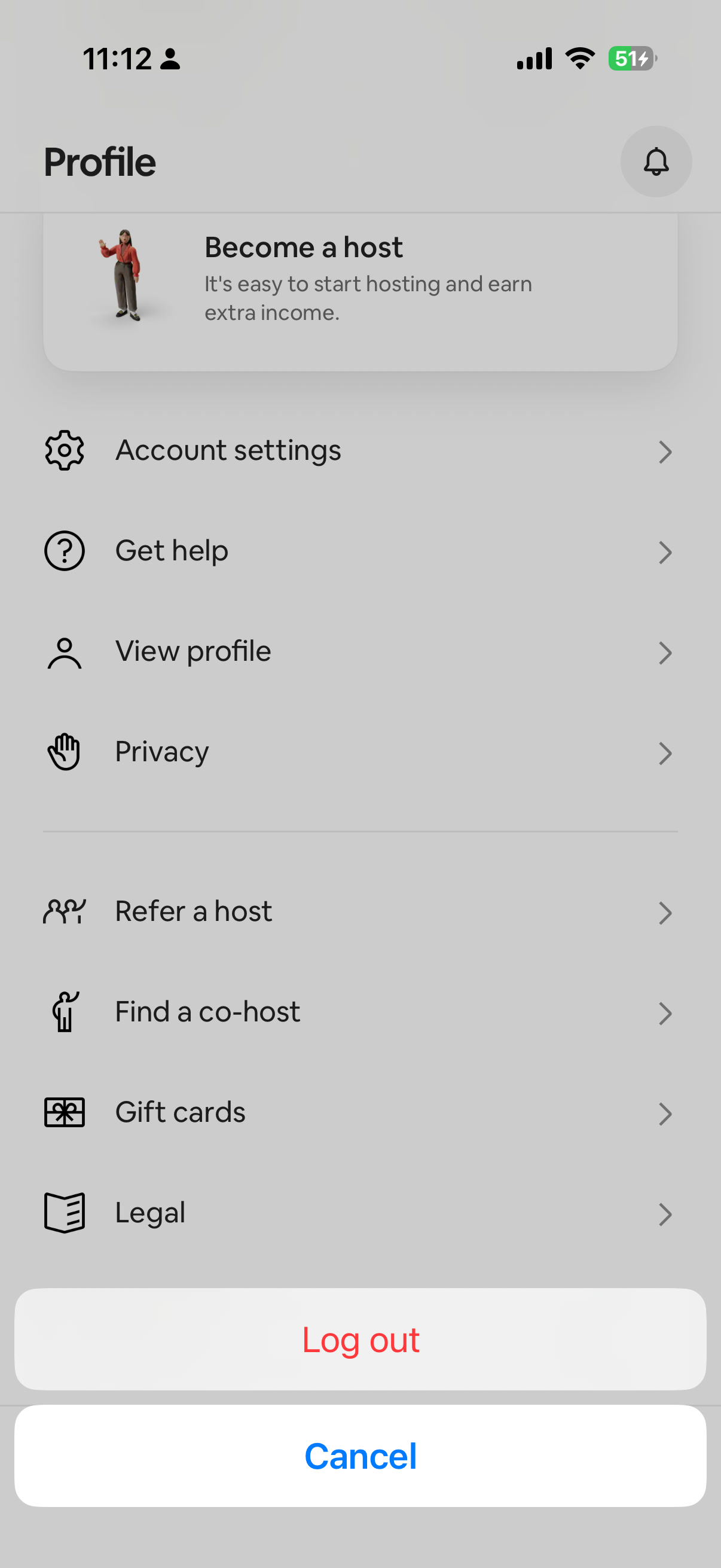Log out confirmation