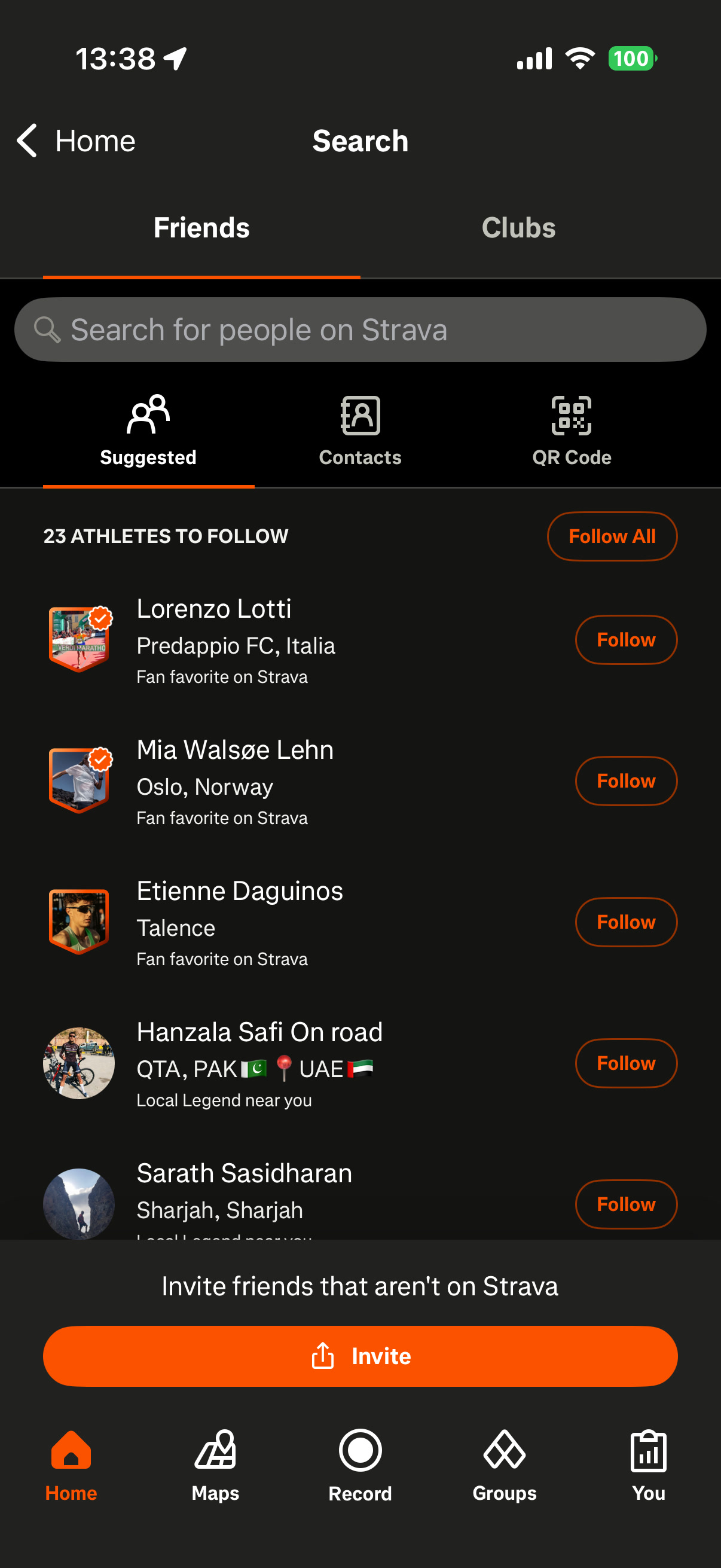 Search athletes
